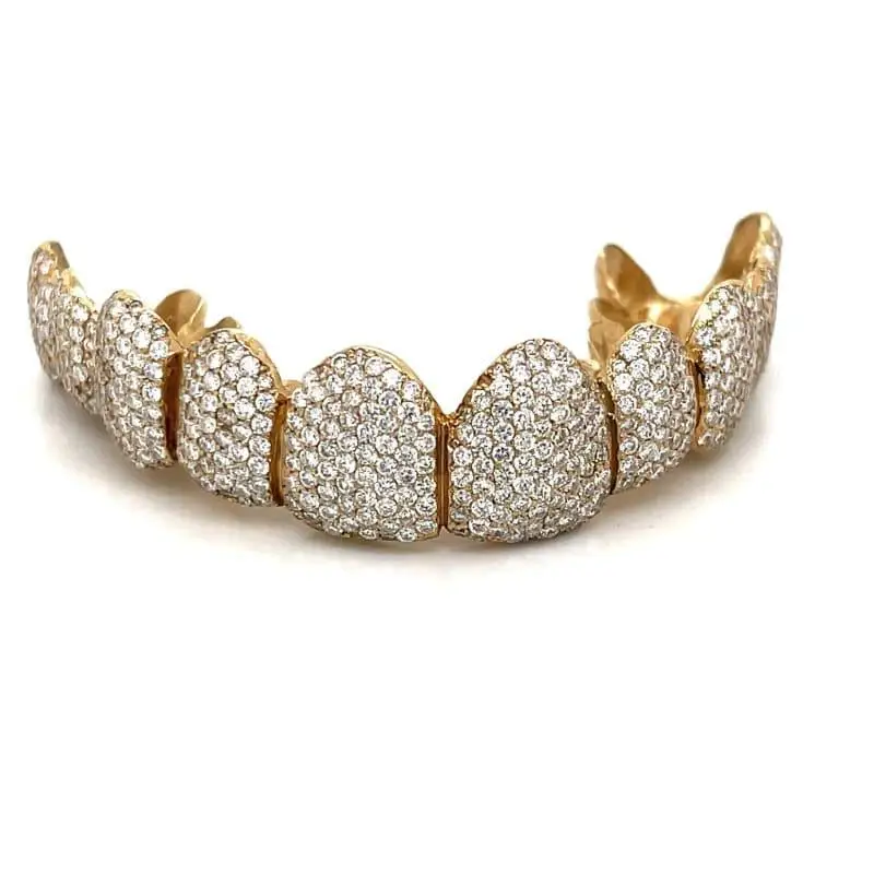 10pc Gold Top Grillz Yellow Gold Round Diamond Grillz Buy