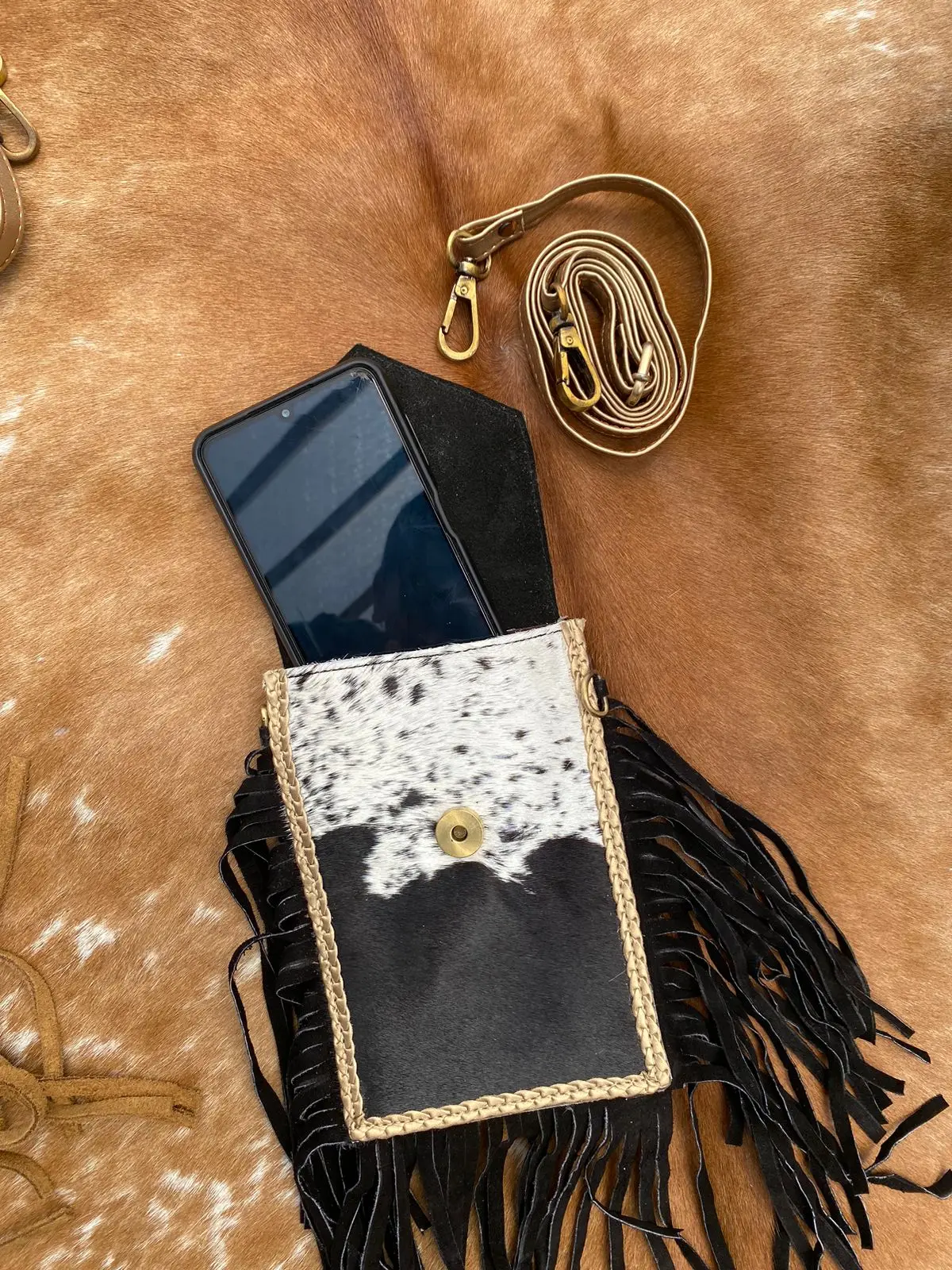 Zelris Women's Western Fringe Crossbody Wallet - Turquoise Concho, Suede Trifold With Detachable Strap