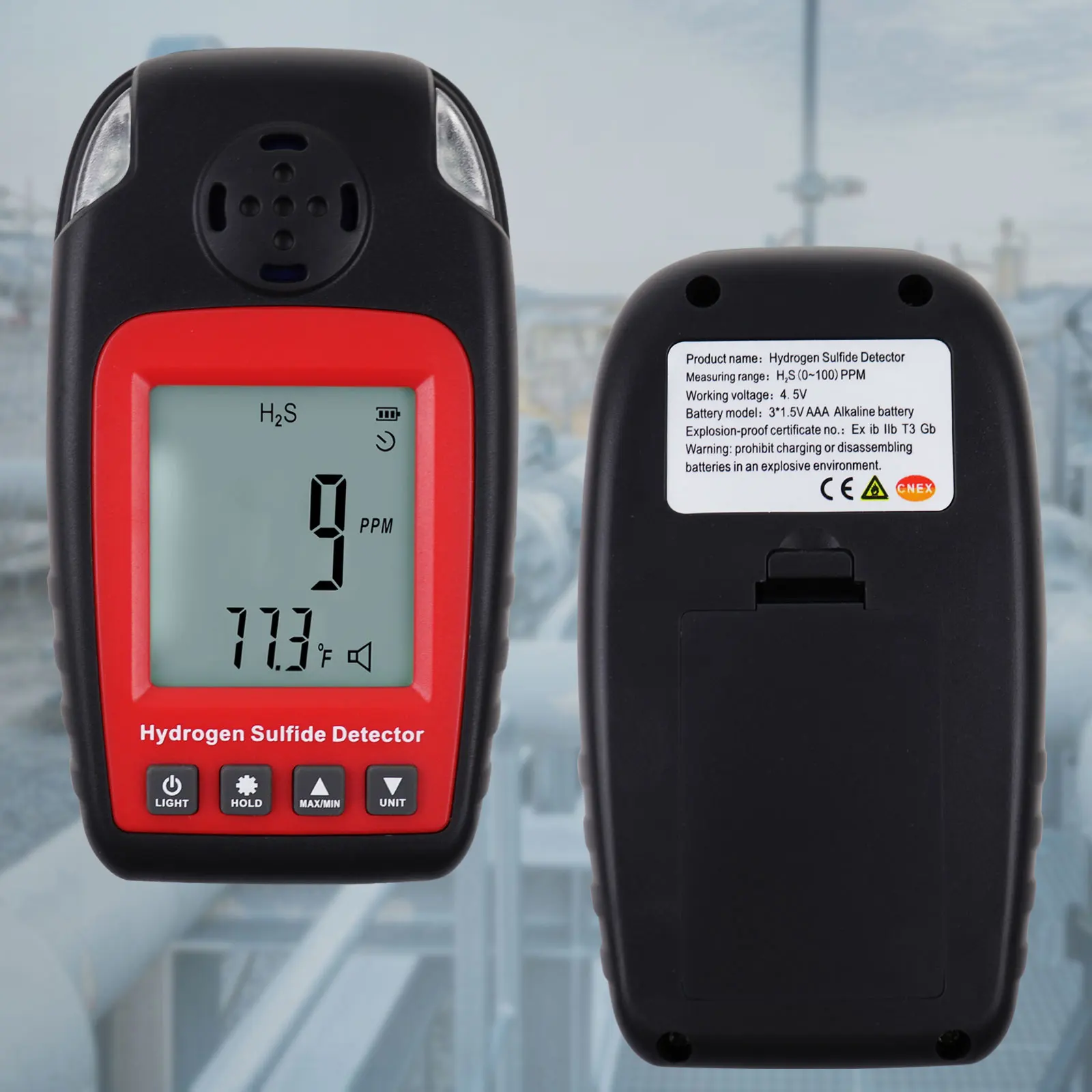 Aqm338 Portable Tester Hydrogen Sulfide Detector H2s Monitor 0100ppm Electrochemical H2s