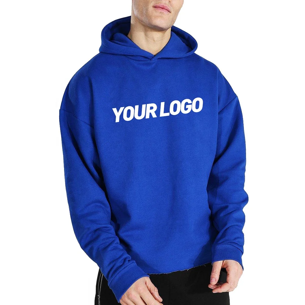 Whole Sale Cotton French Terry Blank Oversized Puff Printing Hoodie Unisex No String Custom Raw