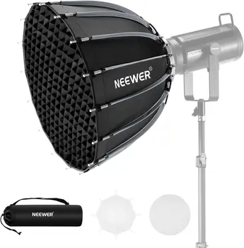 NEEWER 22inch/55cm Parabolic Softbox Quick Set up Quick Folding, with Diffusers/Grid/Bag, Compatible with Aputure 60X S 150c