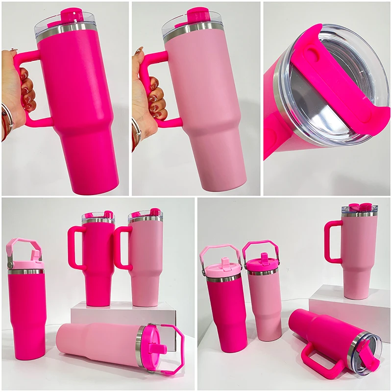 40oz Quencher Dupes Barbie Laser Engraved Hot Pink Stainless Steel 