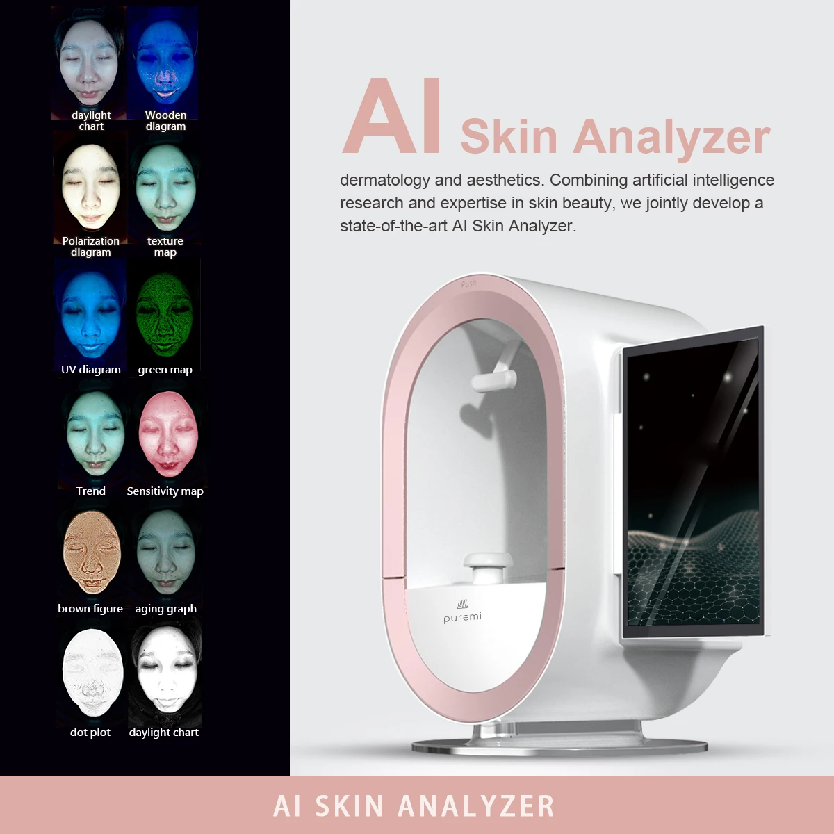 Portable 3D Smart Skin Analysis Machine HD Digital Diagnostic Scanner Facial Skin Type Testing Skin Analyzer Malaysia