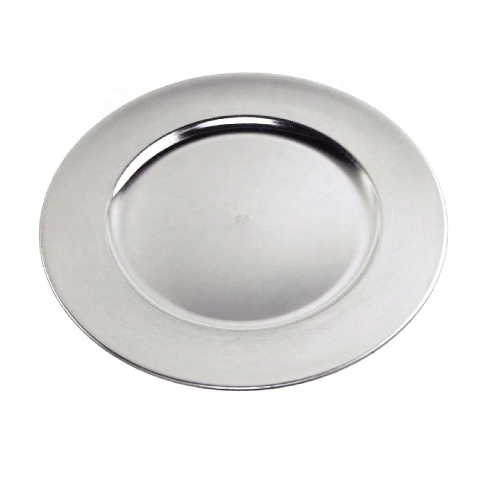 Metallic Stainless Steel Charger Plate For Dinig Table Serving Dinner Dishes Plate Home Kitchen 3051