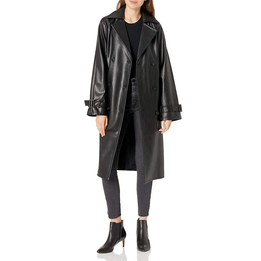 Latest Arrival Long Coat Oem Custom Warm Women Leather Coat Ladies Long Pu Coat By Village Impex - Image 4