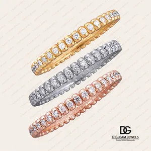 Classic Yellow Solid Gold Tennis Bracelet Lab Grown VVS Solitaire Natural Diamond Women's Daily Fine Chain Link Parties