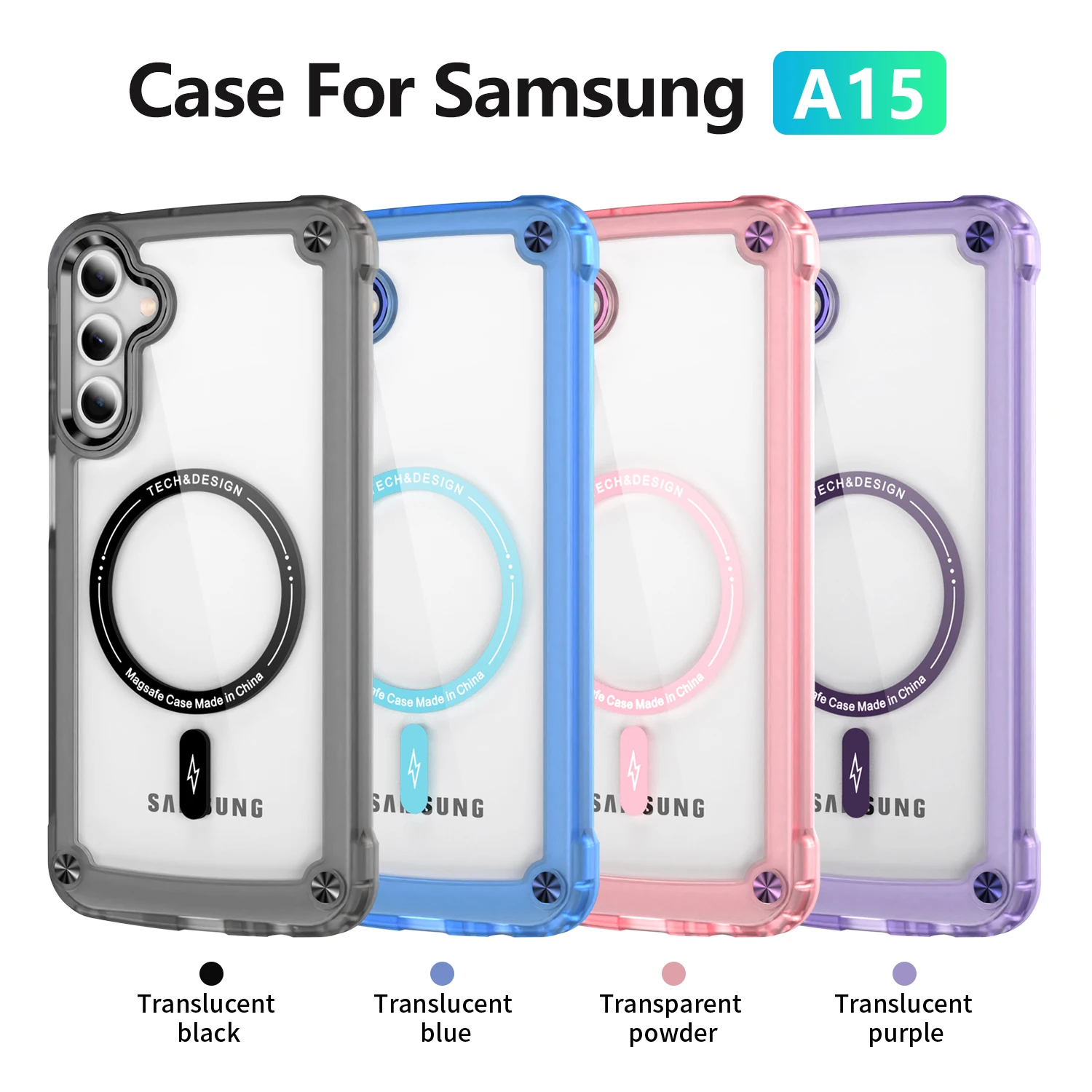 Popular Design Semi-transparent Shockproof Cell Phone Cases Tpu Magnetic Phone Accessories for Samsung Galaxy A15 52 55 33