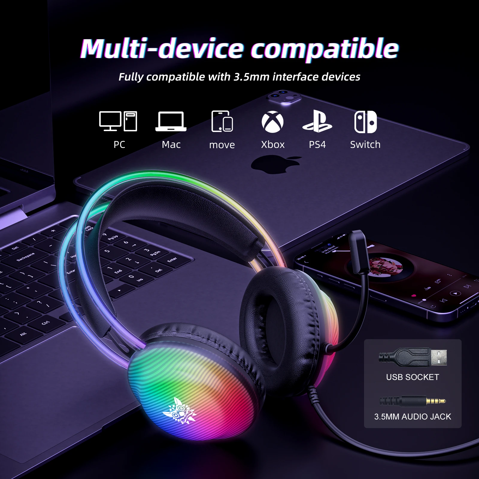 Auriculares Gamer Wired RGB X29 Onikuma 2 A095932f939964ac1a29e727fb3e473e4E