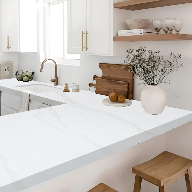 HIC Quartz Polished Quartz for Stone Kitchen Countertops Artificial Calacatta Gold Quartz Slab