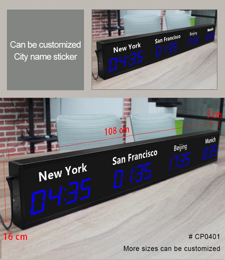 Cheetie Cp034 Different City Names Led World Time Clock 2.3 Inch