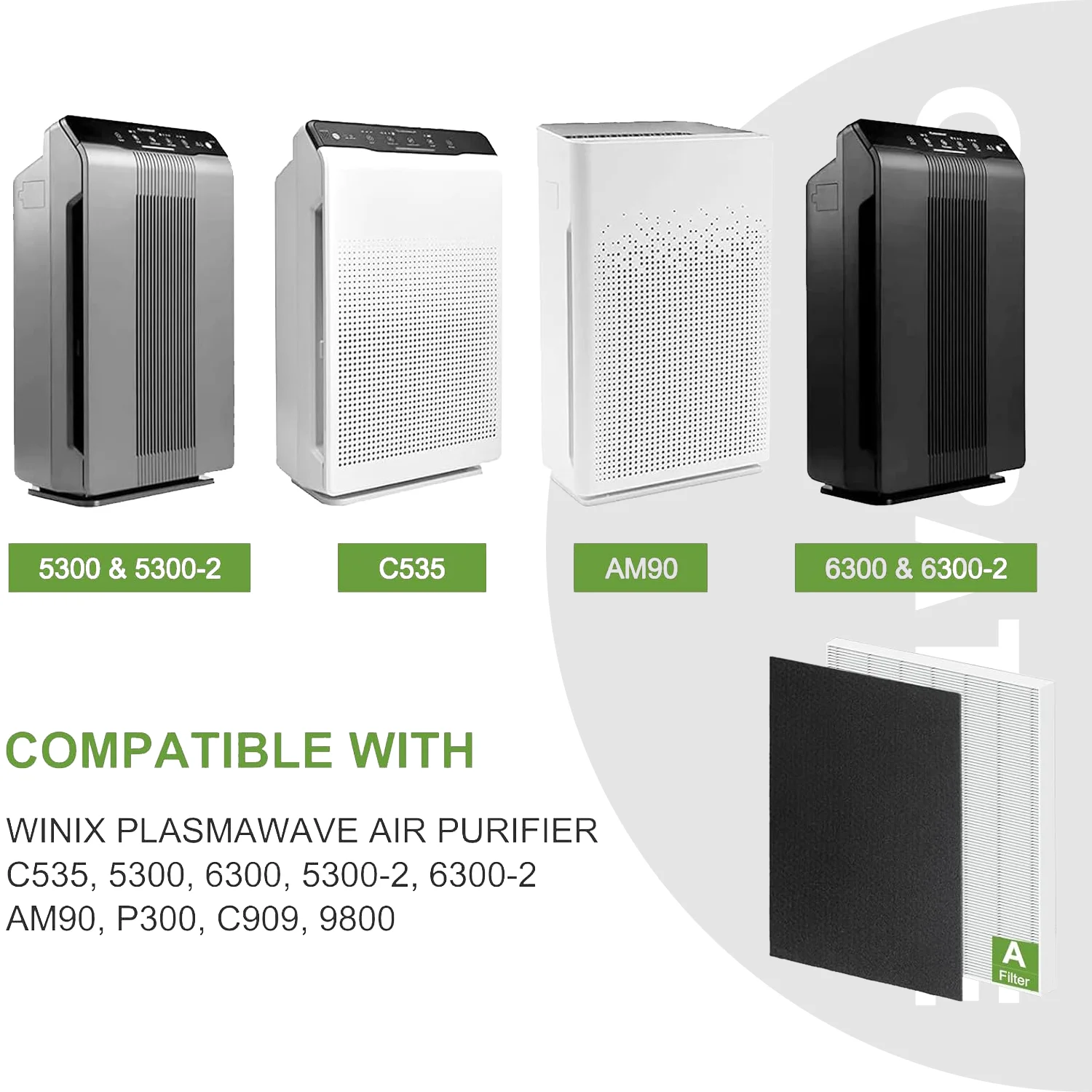 WuYan 4pcs Air Purifier Parts Carbon pre-filters and 1pcs Head HEPA