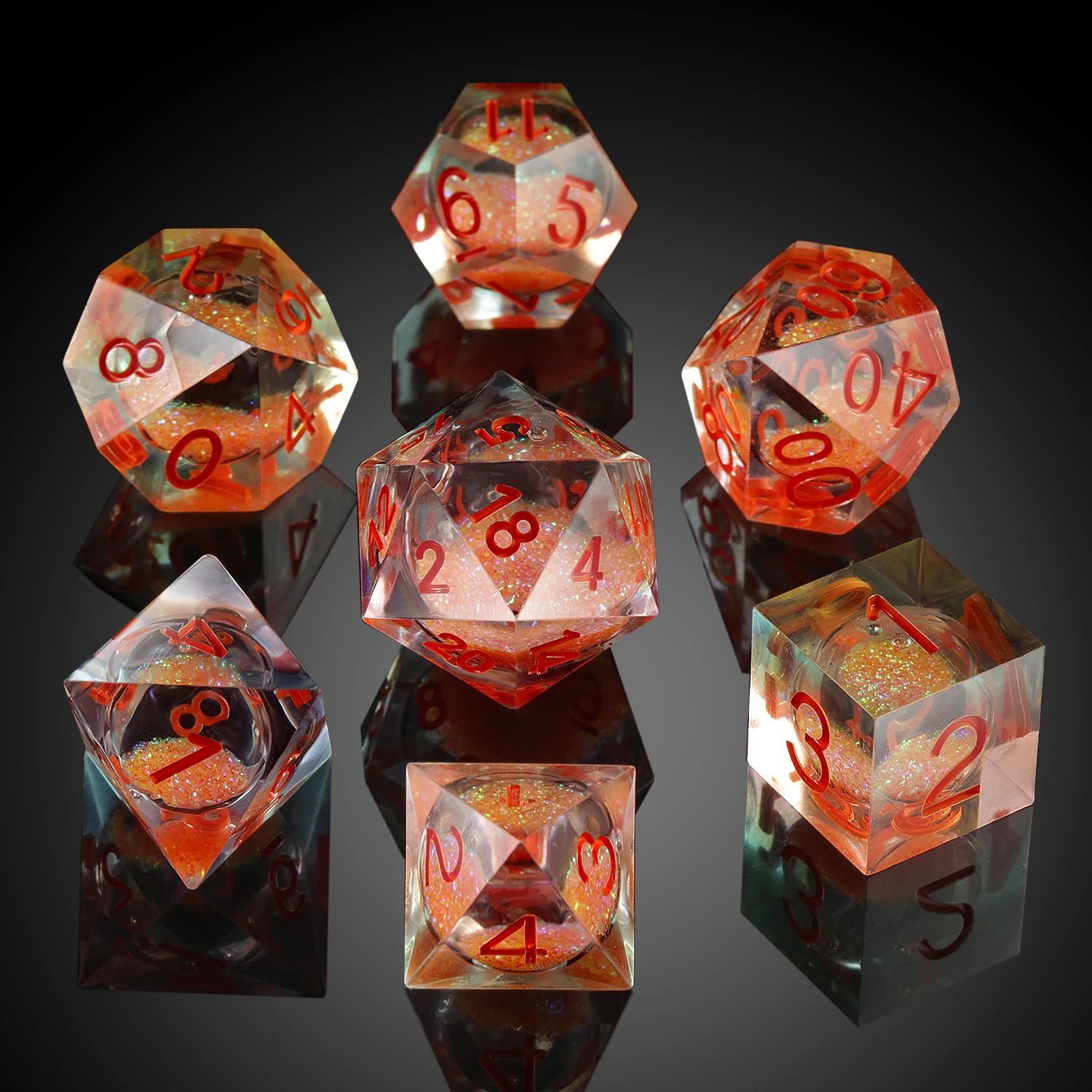 In Store Dnd Liquid Core Dice Set,7pcs Resin Liquid Core Filled Sharp