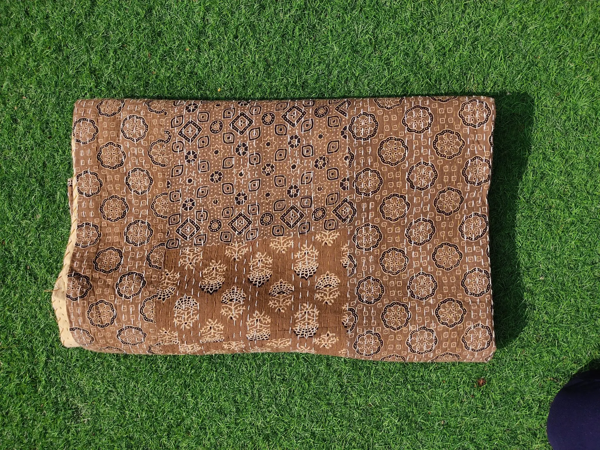 Azrakh Print Quilt Best Selling Bedspread Sofa Throw Cotton Kantha