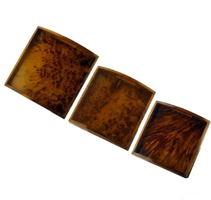 Handcarved Thuya Wood Burl Ashtray - Rare Moroccan Wood Decorative Piece (Large, 12cm Diameter)