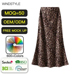 ODM/OEM Women's Leopard Print High Waist Slim Fishtail Long Skirt Breathable Casual Straight Pencil Pleat Styles