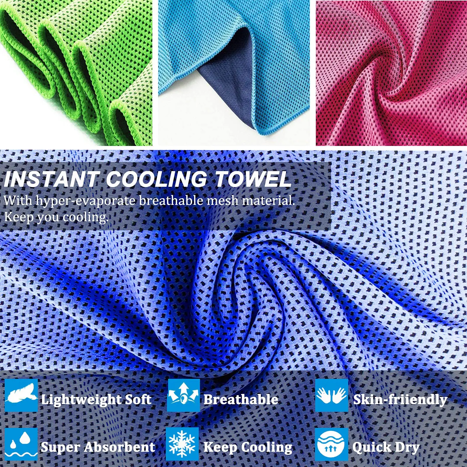 Cooling Towel Ice Cool for Neck, Microfiber Soft Breathable Chilly Towels for Yoga, Sports, Golf, Gym, Camping, Running