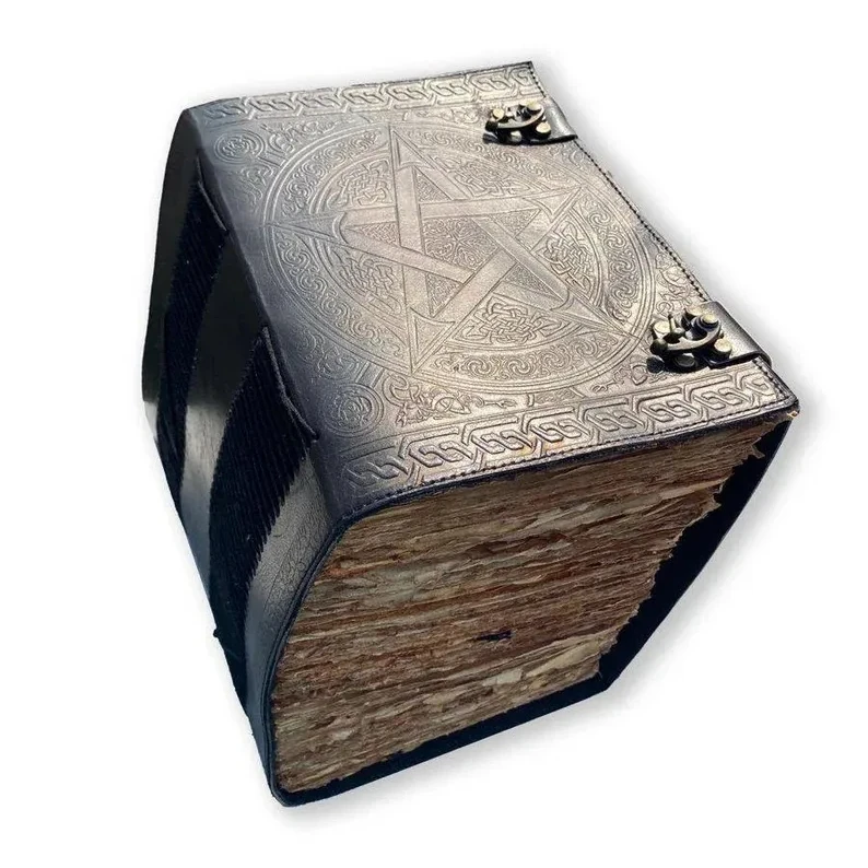 1000 Pages Large Black Pentagram Embossed Leather Journal