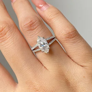 High Quality 1.75 Carat Lab-Grown Marquise Cut Diamond Ring Engagement Wedding Ring Jewelry 10k White Gold Ring on Factory Price