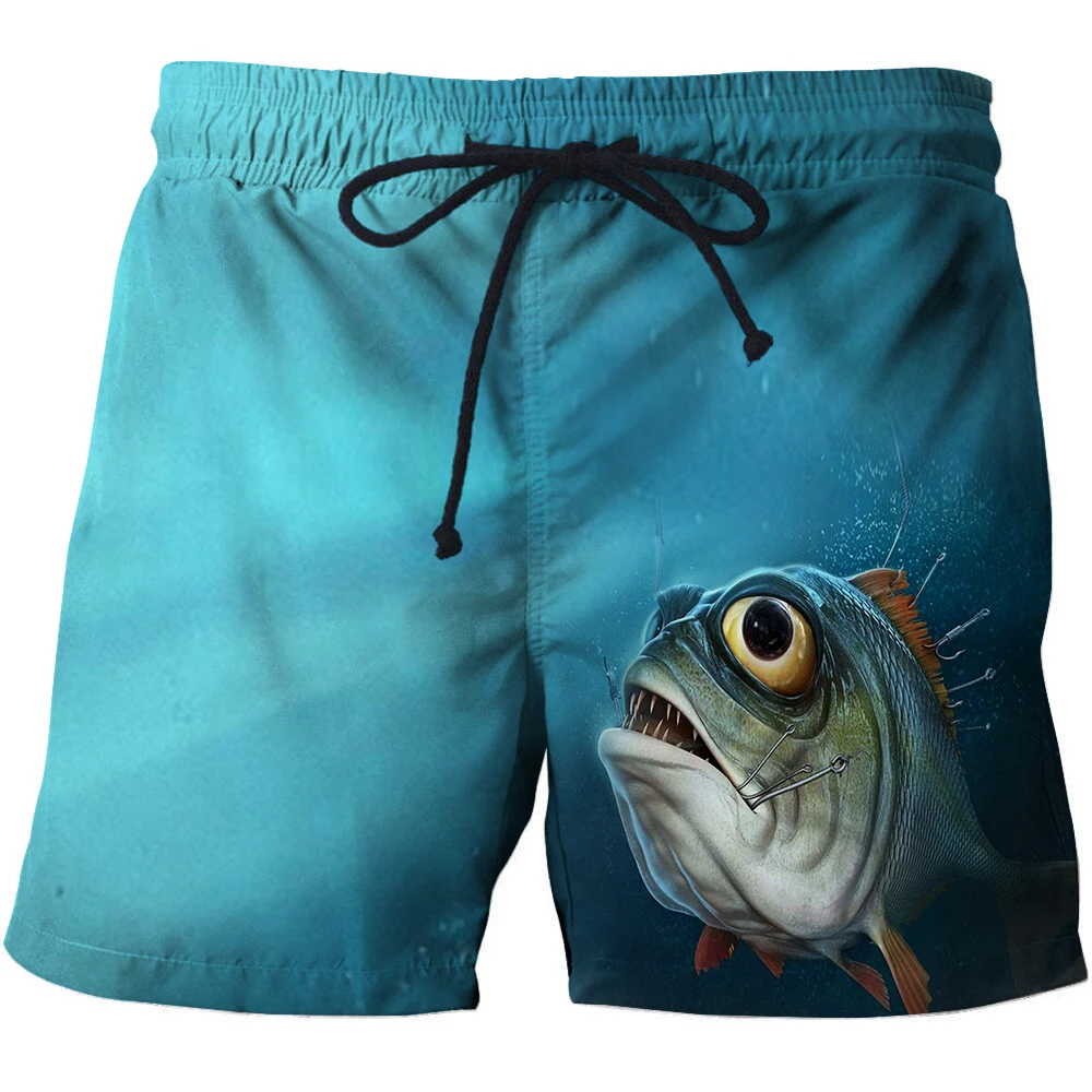 3D-tryckta strandshorts för män, sommar, fiske, unisex, djur, fisk, lösa shorts, sport, badbyxor med hög midja645_voghion.com
