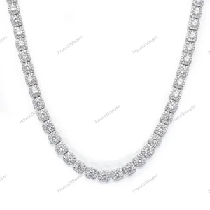 Iced Hip Hop Tennis Chain VVS Moissanite Halo 925 Silver 22 Inch GRA Certified Best Wholesale Price Manufactured India