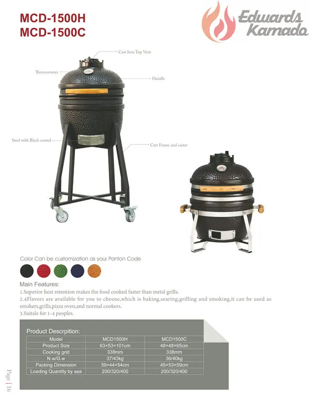 Edwards Kamado 27 Inch Outdoor Kamado Egg Shape Ceramic Joe Green Color