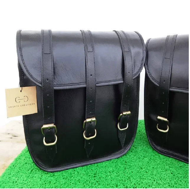 Motorcycle Bag Waterproof Saddlebag Pouch Strap Side Holding Bar Black