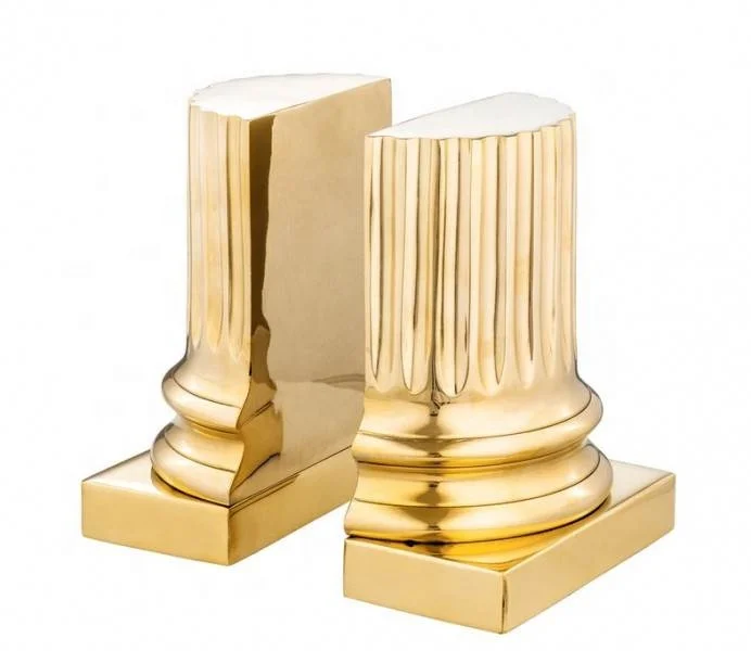 Room Pillar With Gold Color Plated Stylish Modern Bookend Helping For