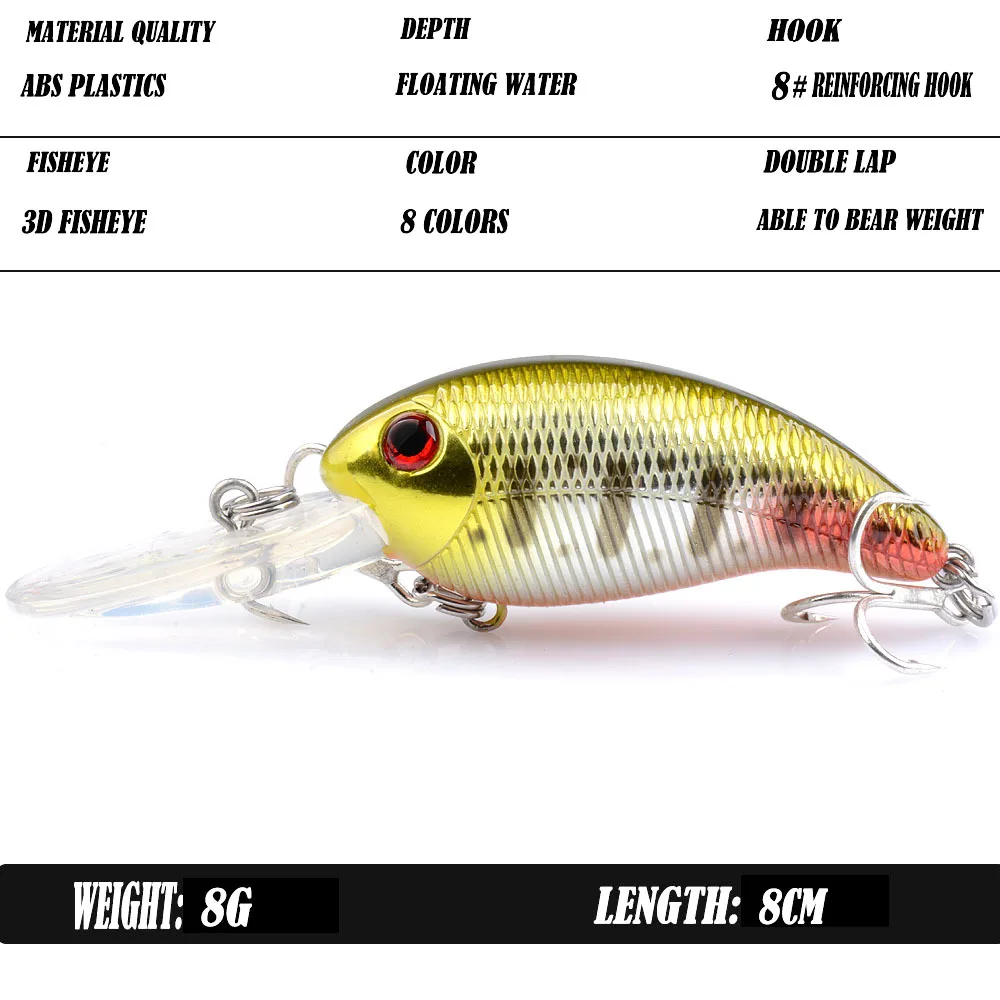8g 8cm Fishing Hard Lures Topwater Wobbler Crank Bait Floating Topwater Crankbait Buy