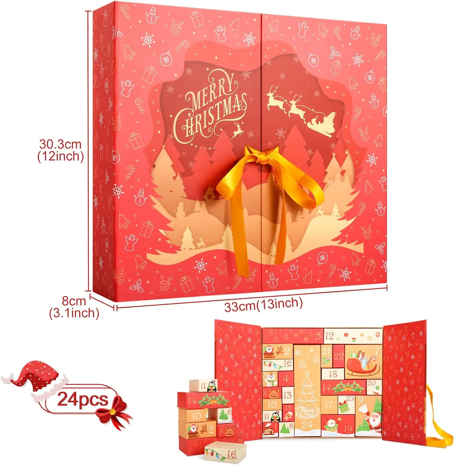 Custom Butterfly Shape Empty Refillable Countdown Calendar With 24 Gift Packaging Boxes Christmas Advent Calendar Box for Kids