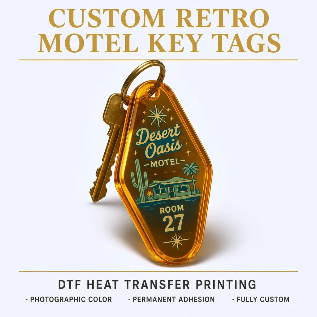 Custom Retro Motel Key Tags — mobile opening banner