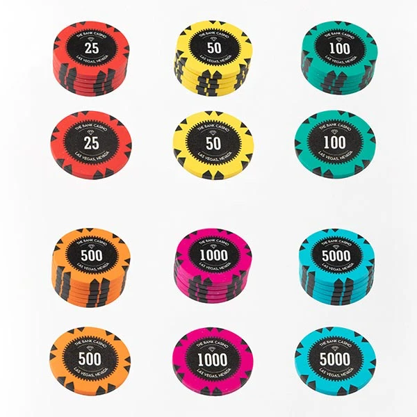 Casino Quality Clay Poker Chip With Customised Colour And Logo In Lay