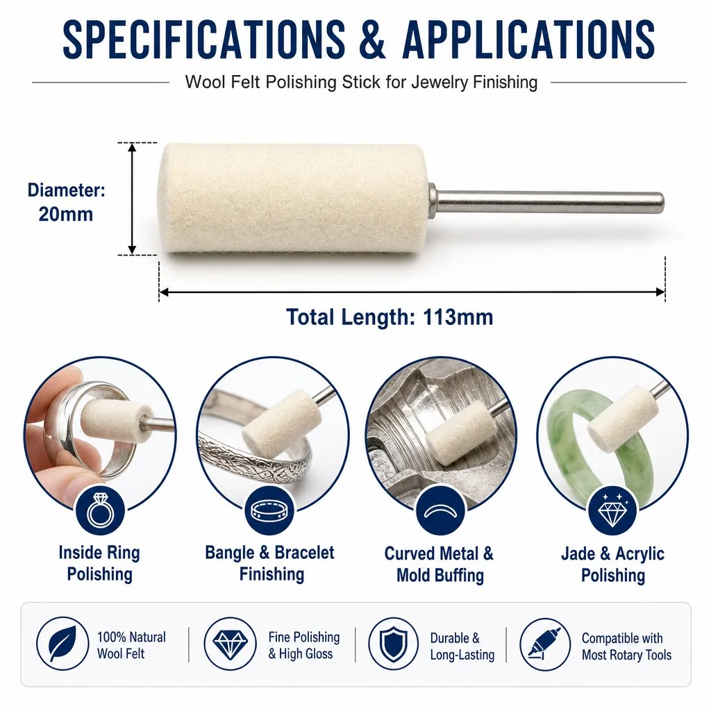 Wool Felt Polishing Stick for Jewelry and Mold Finishing