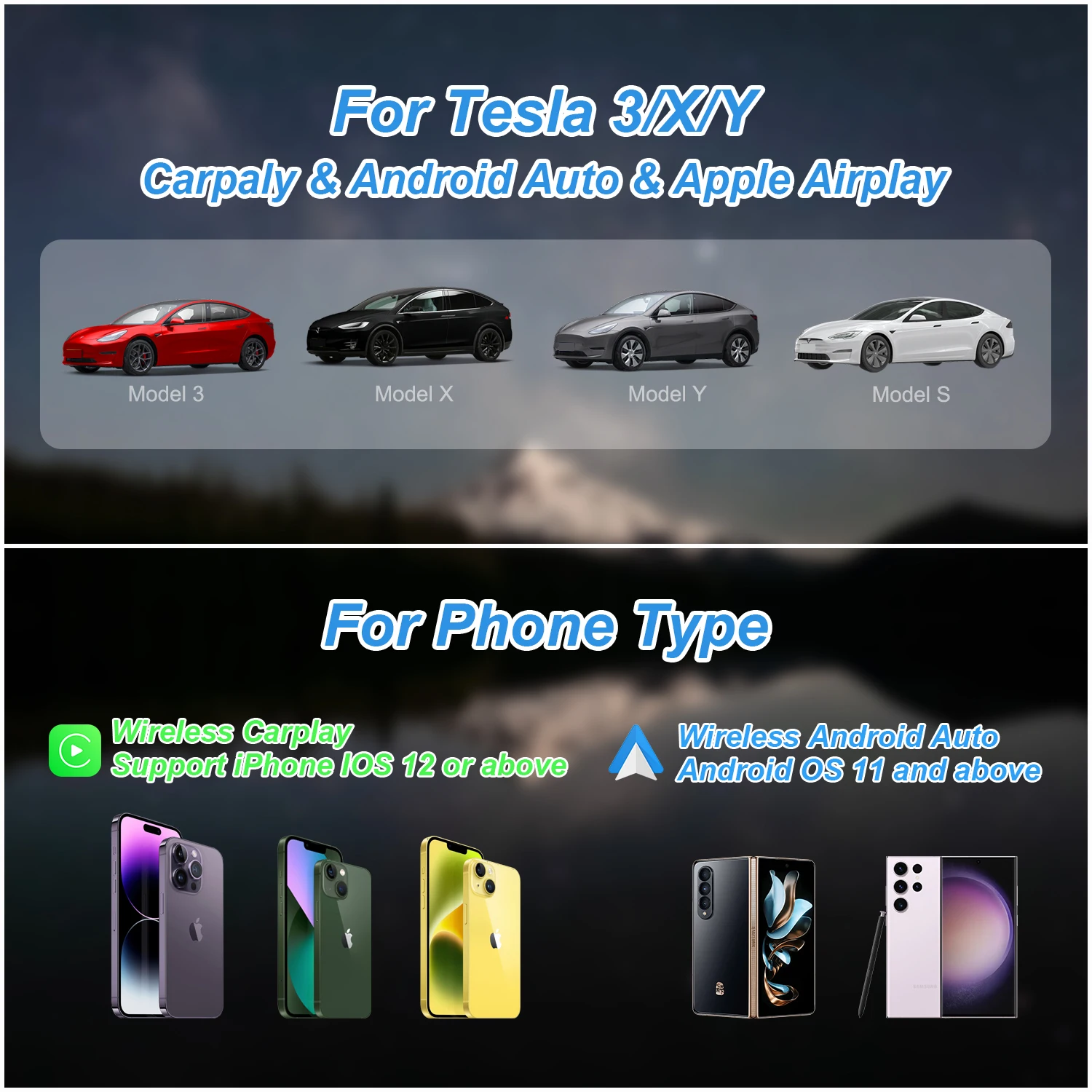 Adattatore CarPlay Wireless Per Tesla Model 3/Y/S/X – Trasforma Il CarPlay Cablato In Wireless Con WiFi Dual-band 2.4/5GHz E Aggiornamento OTA