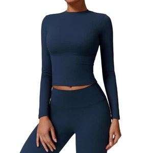 Workout Clothing Ladies Long Sleeve Workout Crop Top Yoga Wear Custom Logo Sportswear Fitness Long Sleeve T-shirt Tops