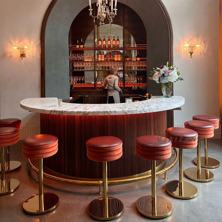 Semi-circle Shape Modern Red bar Counter Mini Size bar Design for Home