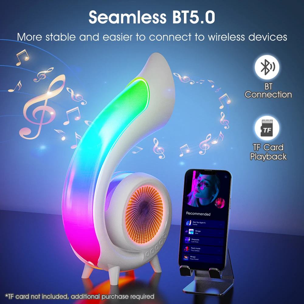 Latest Design G Shape Fullrange Speaker BT Speaker Night Light Multifunctional with Speaker Wireless Charger Bluetooth Led Lamp