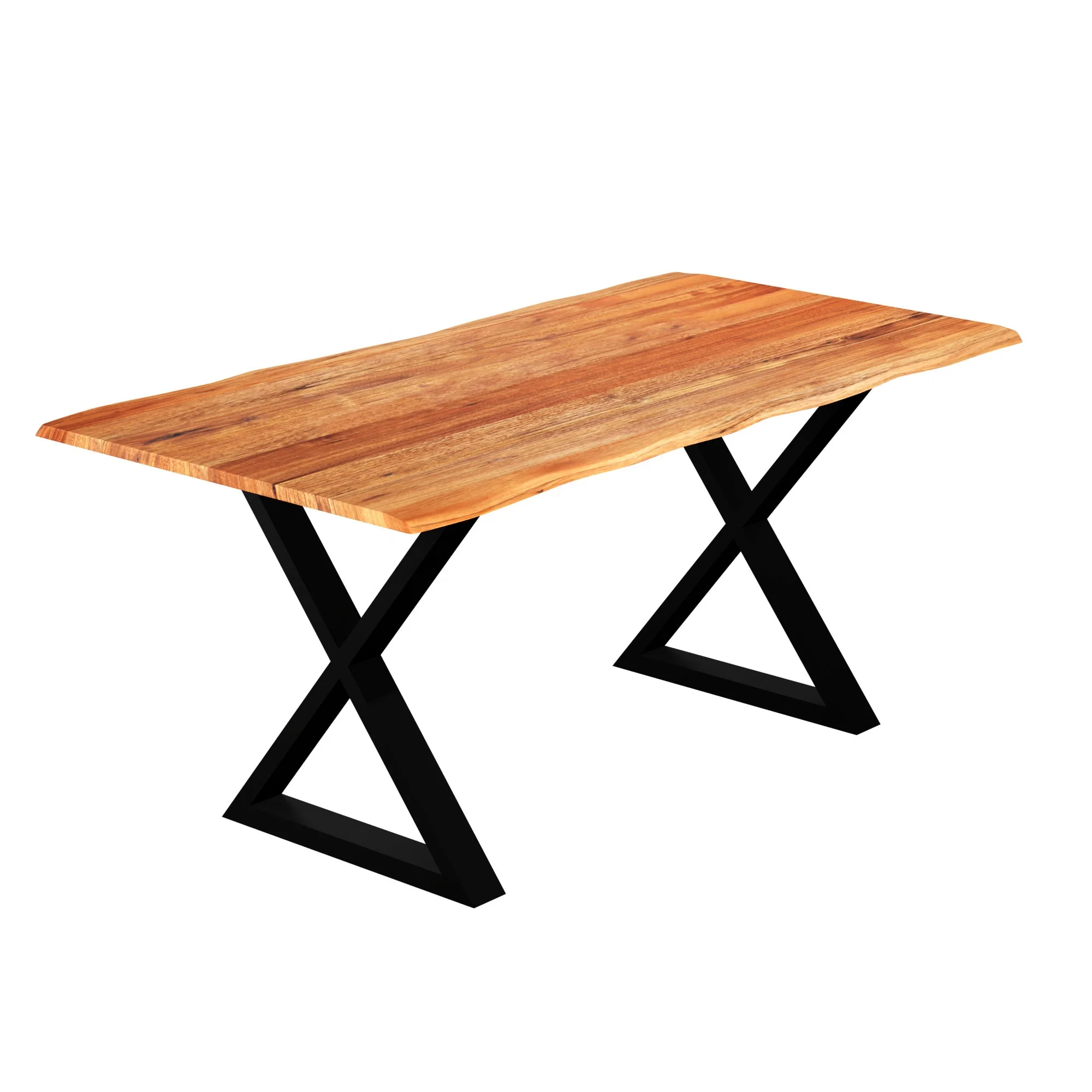 Wholesale Iron & Acaciawooden Solid Wood X Cross Legs Acacia Live Edge