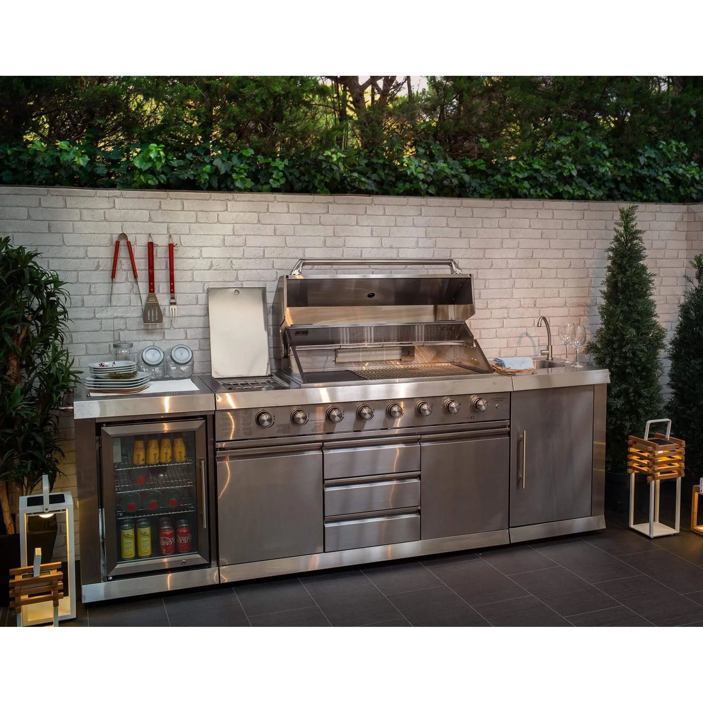 Grill Frame Waterproof Stainless Steel Outdoor Kitchen Frame Outdoor BBQ Kitchen ...