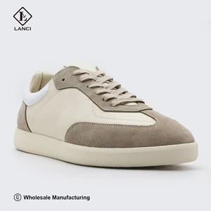 LANCI Casual Sport OEM Leather Skateboard Shoes for Men 2026 Fashion Designs With Cow Suede  Custom Men's Running Sneakers