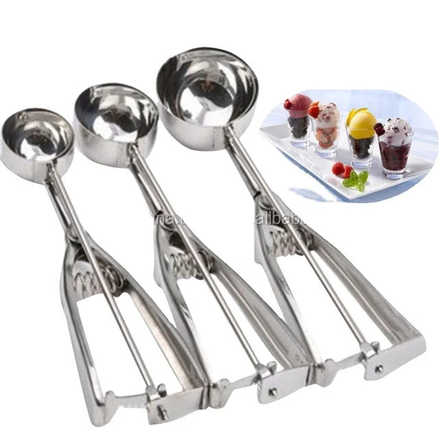 2023 Wholesale Food Grade Stainless Steel Cookie Ice Cream Scoop Melon Meat  Baller Muffin Scooper