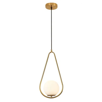 Pendant Lighting Brass Modern Kitchen Island Glass Globe Pendant Light for Indoor Hanging Lights
