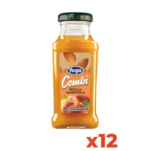 Premium Quality Italian Peach and Almond Yoga Juice 200ml Glass Bottle 12 Bottles Fresh Fruit & Vegetable Juice for Home Use