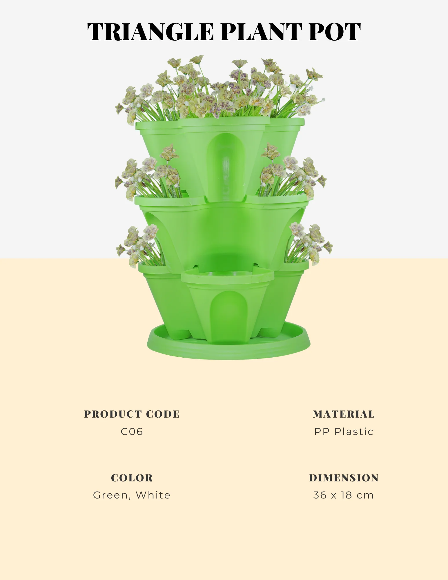 Stackable Triangle Plastic Flower Pot for Growing Vegetables