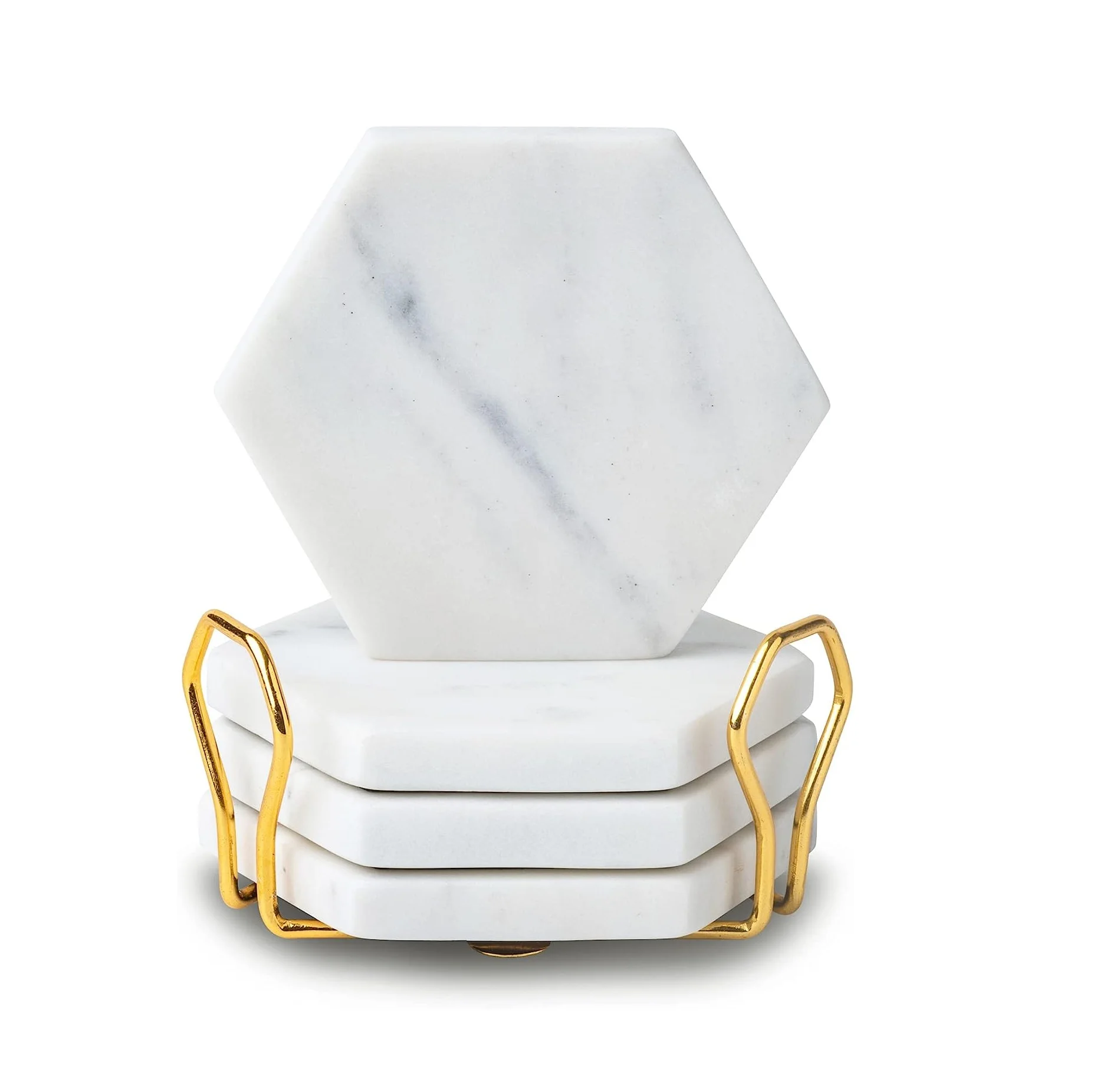 Premium Quality Round Shape Marble Coaster With Single Golden Strips Most Demanding Low Price