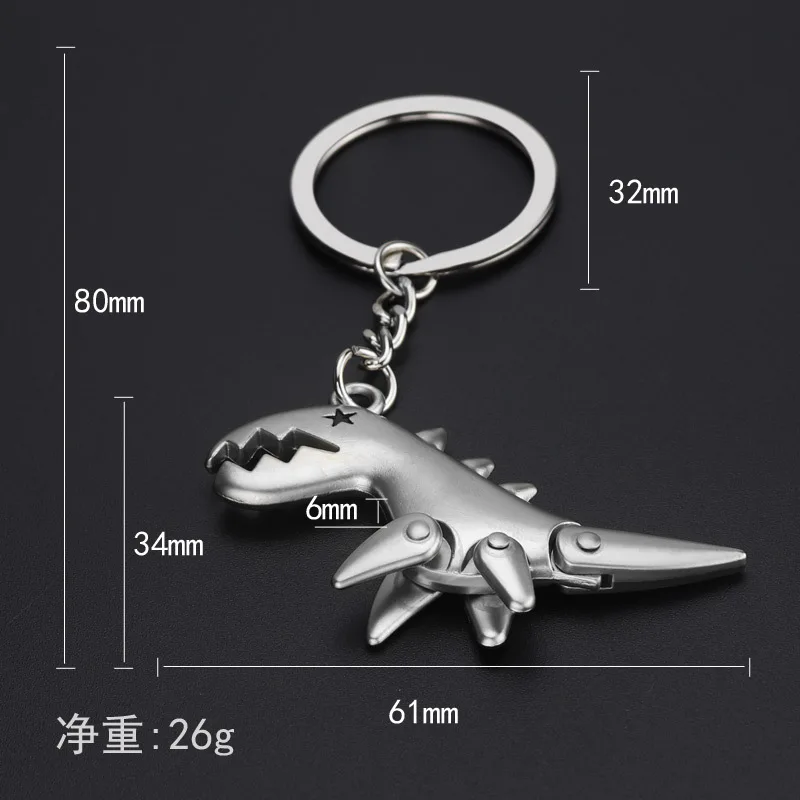 2023 HOT Metal Mini Dinosaur Keychain Creative Animal World Keychain Dinosaur Jurassic Quests Metal Key Chains Bag Charms Pedant