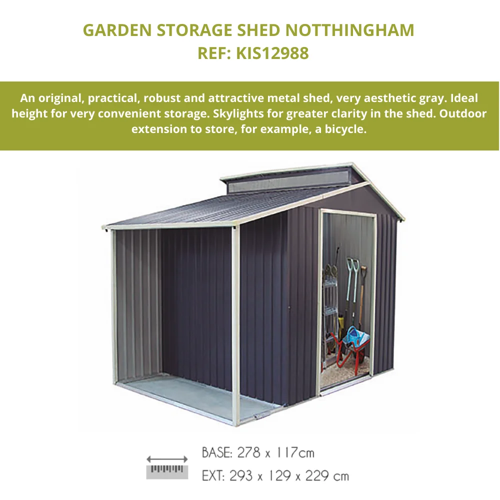 Garden Storage Metal Shed Nottingham With Skylight And Side Porch 3.78