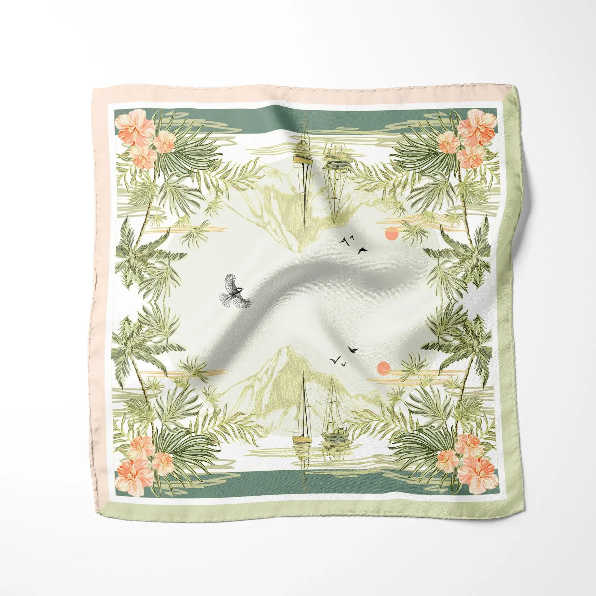 Custom Size Silk Scarf Women Hair Wholesale Digital Printing Scarf With Custom LOGO Luxury 100% Silk Scarves