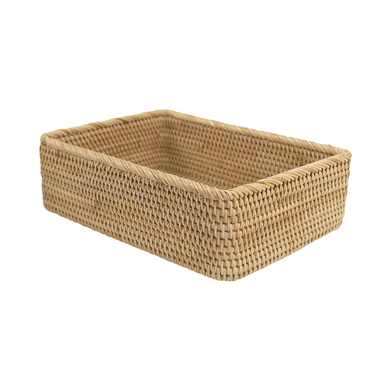 Handmade Rectangle Natural Rattan Tray/rattan Box Objects Container ...