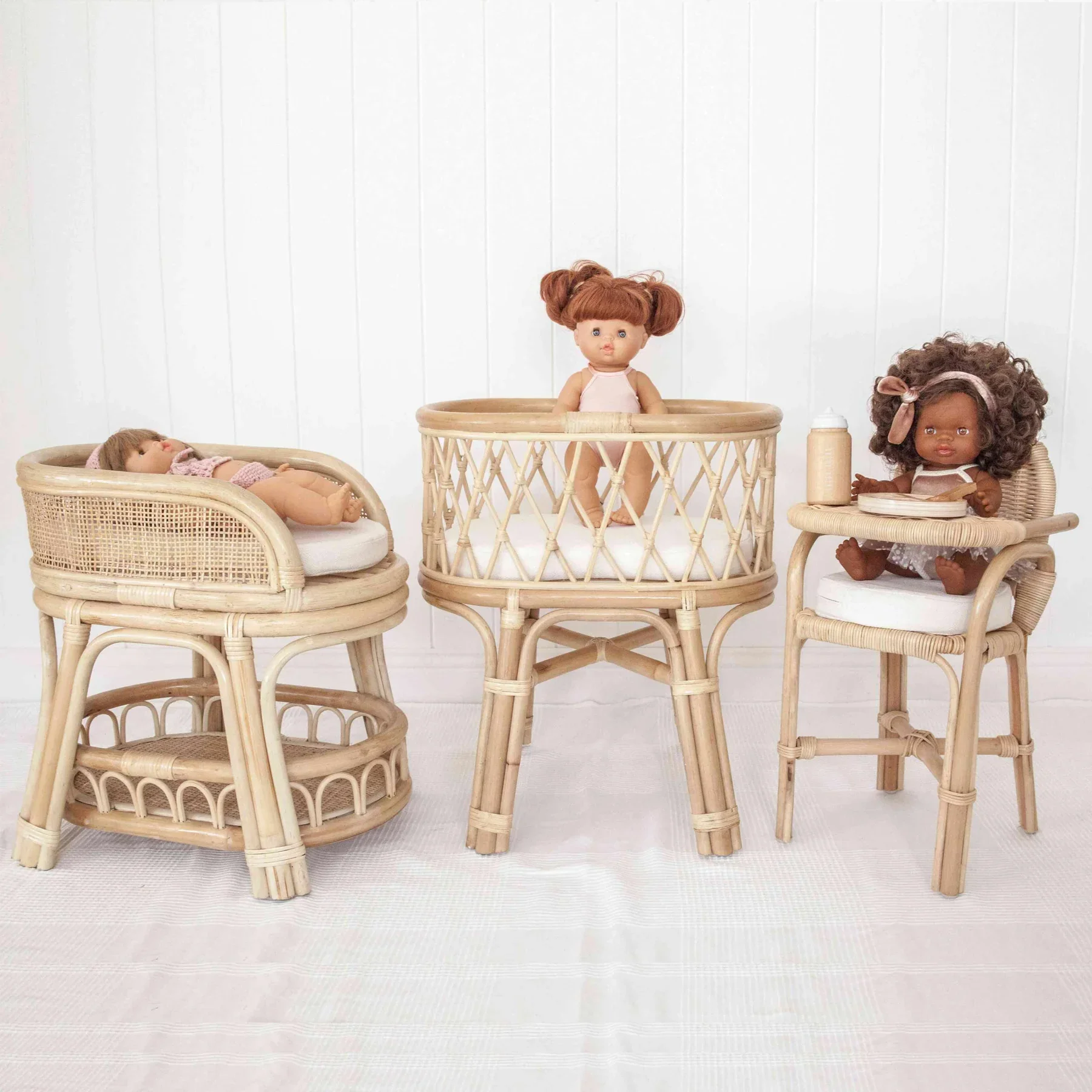 Elegant Natural Rattan Doll Changing Table Handwoven Wicker Changing Table for Doll Nursery Baby Toys Made in Vietnam