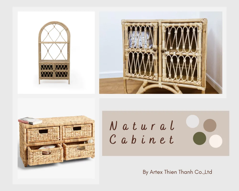 Hand Crafted Arch Rattan Cupboard Longlasting Rattan Arch